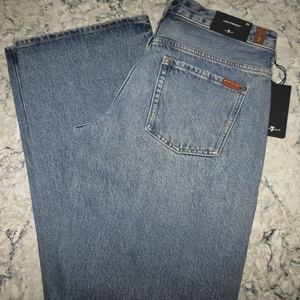 7 For All Mankind Womens Classic Straight Light Blue Jeans